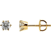 14K Yellow 1/2 CTW Natural Diamond 6-Prong Stud Earrings