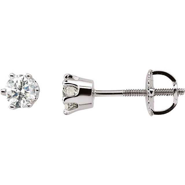 14K White 1/2 CTW Natural Diamond 6-Prong Stud Earrings