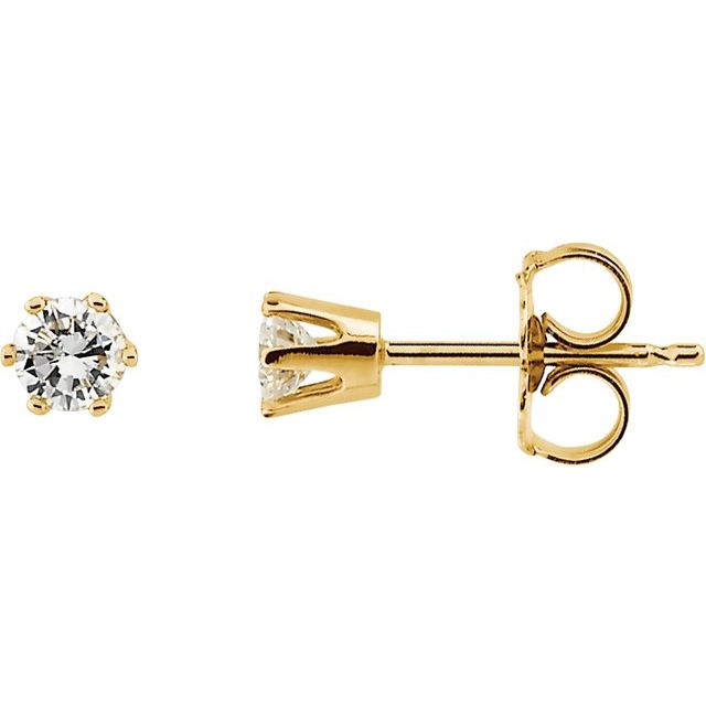 14K Yellow 3/4 CT Natural Diamond Stud Earrings