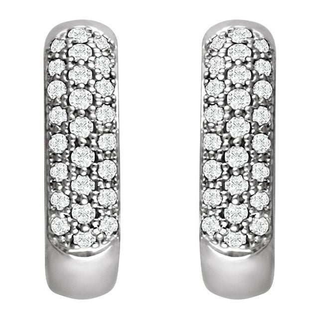 14K Natural and Lab-Grown Pave Set Diamond Hoop Earrings