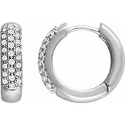 14K Natural and Lab-Grown Pave Set Diamond Hoop Earrings