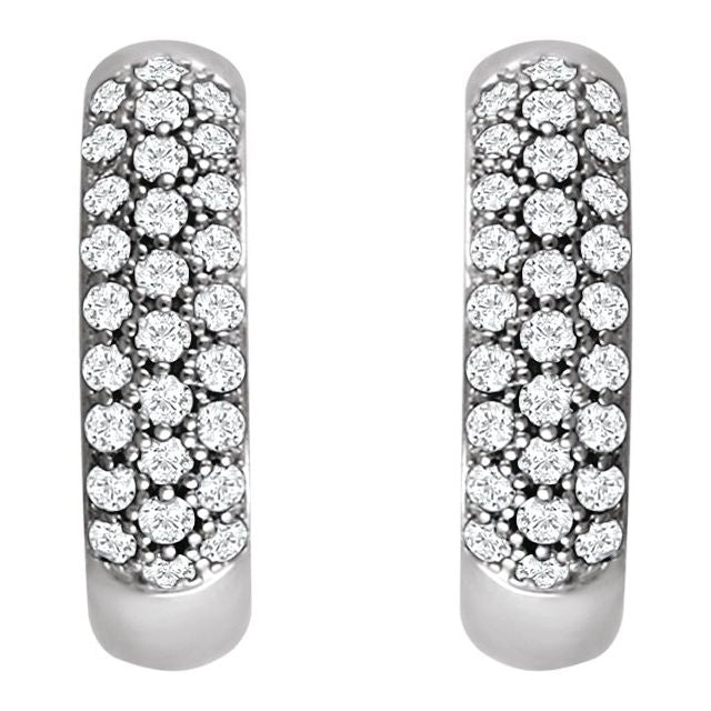 14K Natural and Lab-Grown Pave Set Diamond Hoop Earrings