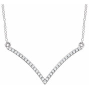 14K White 1/6 CTW Natural Diamond V 18" Necklace