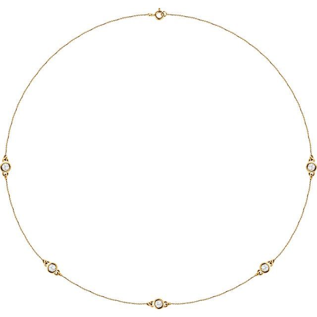 14K Lab-Grown Diamond 3-Station and 5-Station 18" Necklace in Multiple Carat Weights