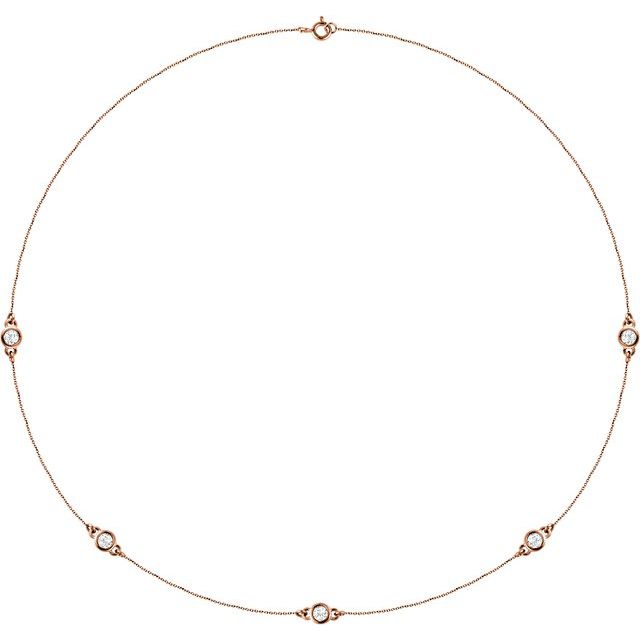 14K Lab-Grown Diamond 3-Station and 5-Station 18" Necklace in Multiple Carat Weights