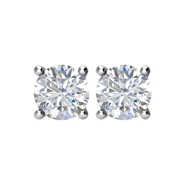 14K White 1/3 CT Natural Diamond Stud Earrings