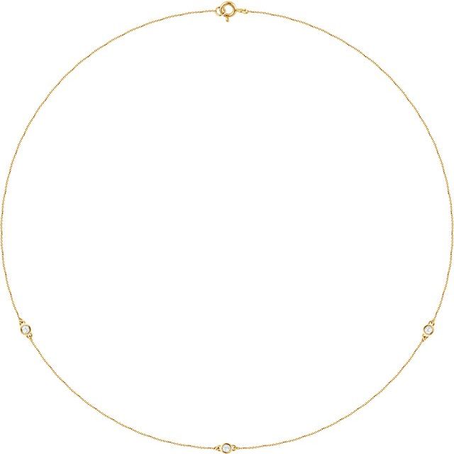 14K Lab-Grown Diamond 3-Station and 5-Station 18" Necklace with CTW Options