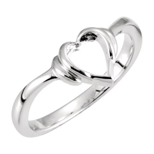 14K White Heart Ring - Elegant Design by Brand Name
