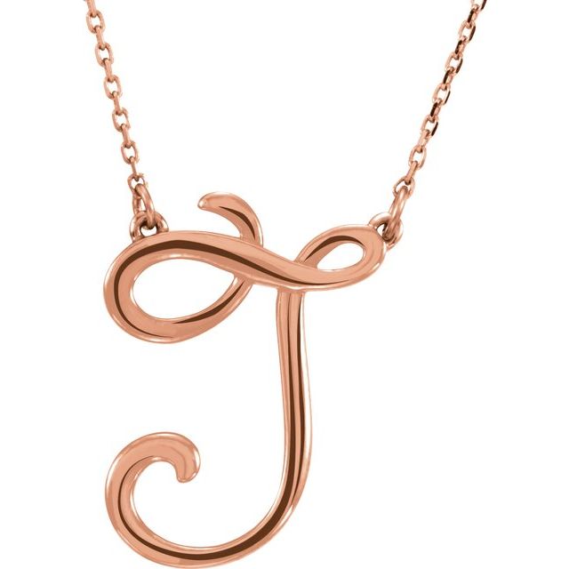 14K Rose Script Initial J 16" Necklace