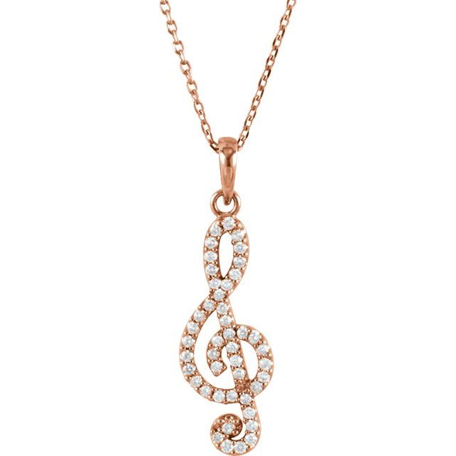 14K Rose Gold 1/4 CTW Natural Diamond Petite Treble Clef Necklace