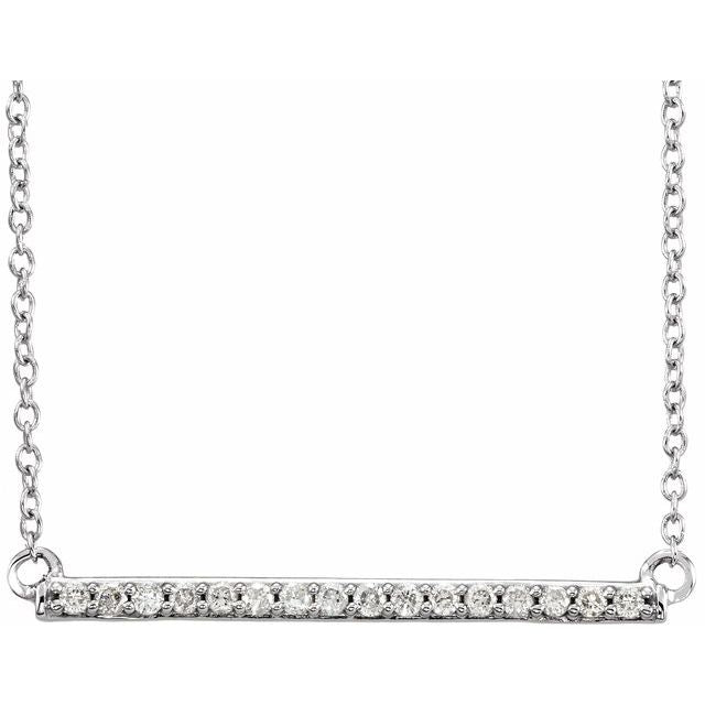 14K White 1/6 CTW Lab-Grown Diamond Bar 16-18" Necklace
