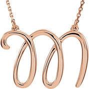 14K Rose Script Initial M 16" Necklace