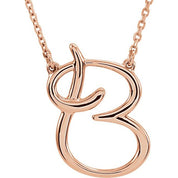 14K Rose Script Initial B 16" Necklace