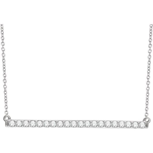 14K White 1/2 CTW Lab-Grown Diamond Bar 16-1" Necklace
