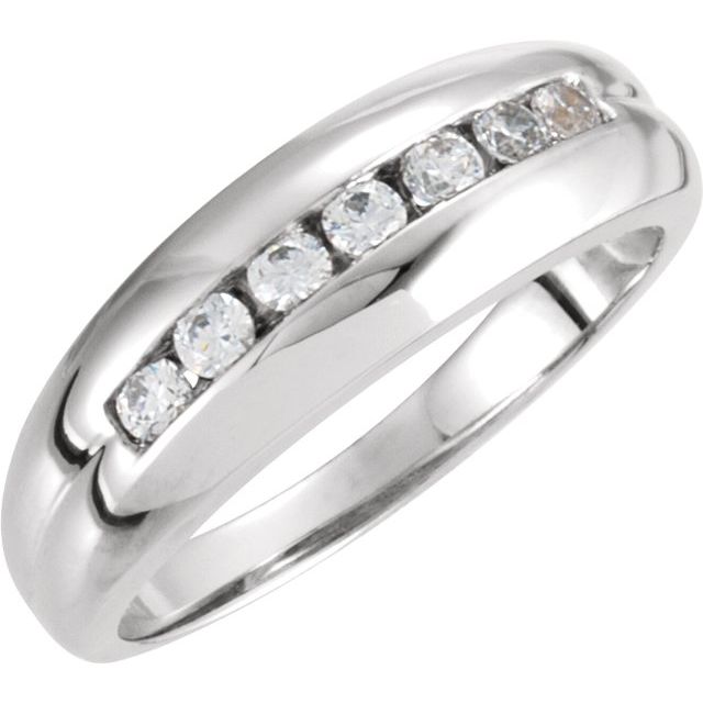 14K White 3/8 CTW Natural Diamond Ring