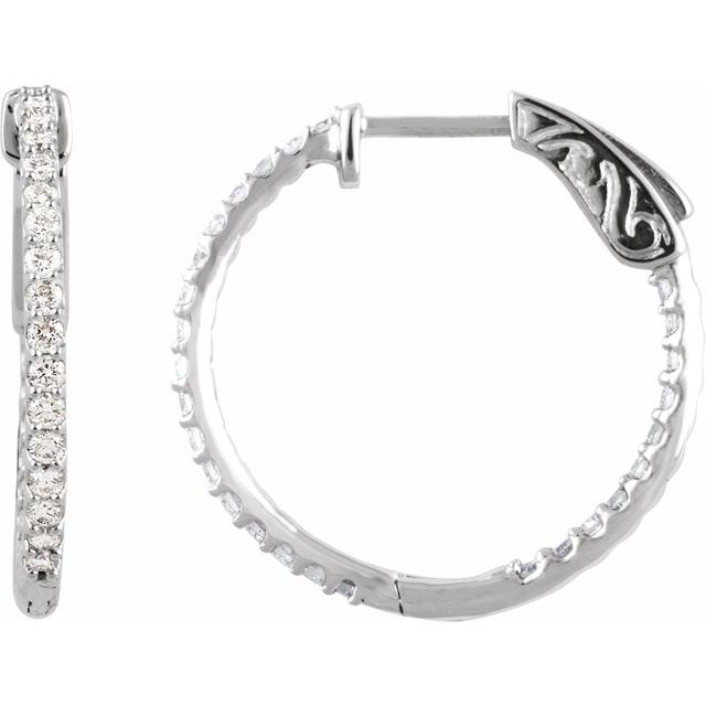 Sterling Silver Imitation White Cubic Zirconia Inside-Outside 23mm Hinged Hoop Earrings