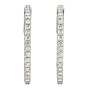 Platinum 1 CTW Natural Diamond Inside-Outside 26.5 mm Hinged Hoop Earrings