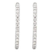 Platinum 2 CTW Natural Diamond Inside-Outside 29.5 mm Hinged Hoop Earrings