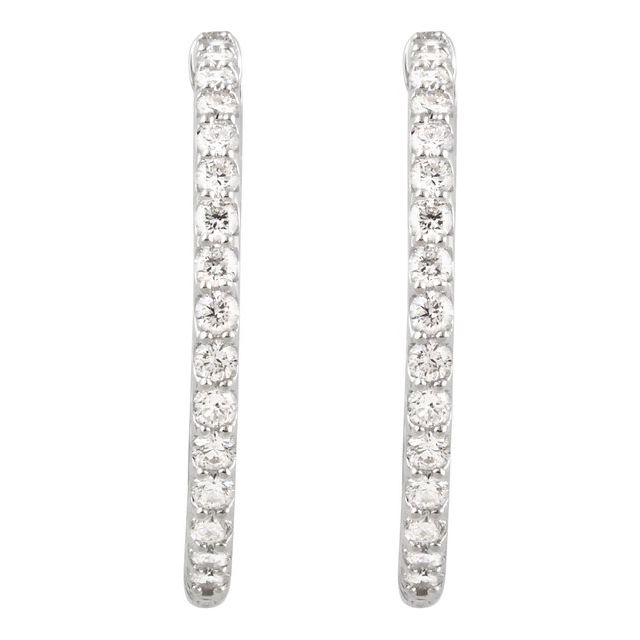 Platinum 2 CTW Natural Diamond Inside-Outside 29.5 mm Hinged Hoop Earrings