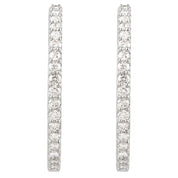 Platinum 3 CTW Natural Diamond Inside-Outside 34.5 mm Hinged Hoop Earrings