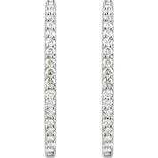 14K White 6 1/2 CTW Lab-Grown Diamond Inside-Outside 51 mm Hinged Hoop Earrings