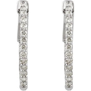 14K White 1/2 CTW Lab-Grown Diamond Inside-Outside 19 mm Hinged Hoop Earrings