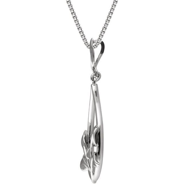 14K White .05 CTW Natural Diamond Floral 18" Necklace