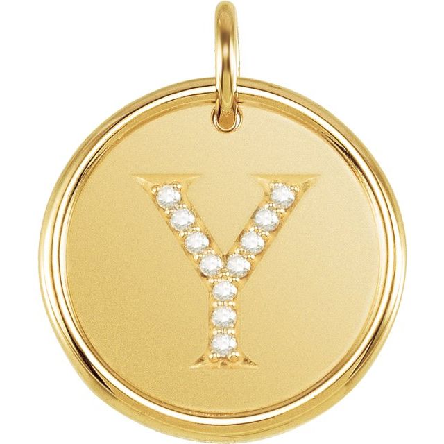 18K Yellow Vermeil .06 CTW Natural Diamond Posh Mommy? Initial Y Pendant