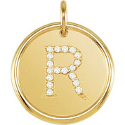 18K Yellow Vermeil .07 CTW Natural Diamond Posh Mommy? Initial R Pendant