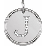 Sterling Silver .06 CTW Natural Diamond Posh Mommy? Initial J Pendant