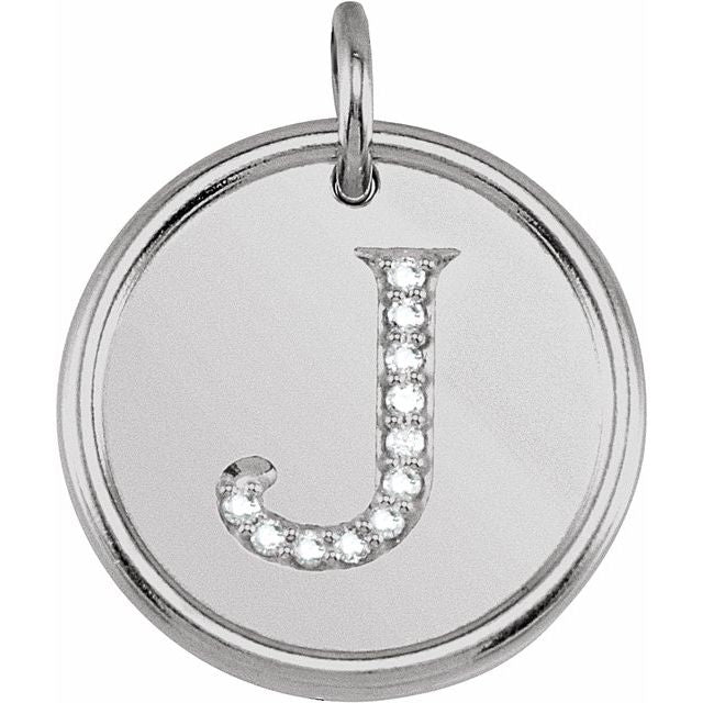 Sterling Silver .06 CTW Natural Diamond Posh Mommy? Initial J Pendant