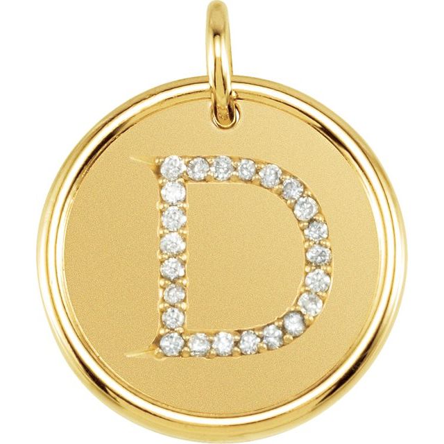 18K Yellow Vermeil .08 CTW Natural Diamond Posh Mommy? Initial D Pendant