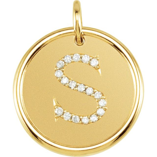 18K Yellow Vermeil 1/10 CTW Natural Diamond Posh Mommy? Initial S Pendant