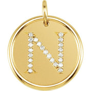 14K Yellow 1/8 CTW Natural Diamond Posh Mommy? Initial N Pendant