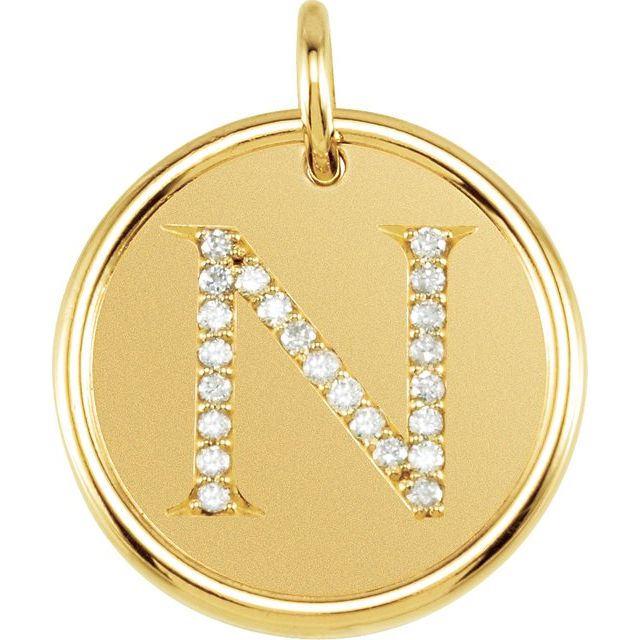 18K Yellow Vermeil 1/8 CTW Natural Diamond Posh Mommy? Initial N Pendant