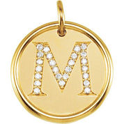 14K Yellow 1/8 CTW Natural Diamond Posh Mommy? Initial M Pendant