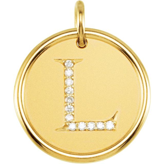 18K Yellow Vermeil .06 CTW Natural Diamond Posh Mommy? Initial L Pendant
