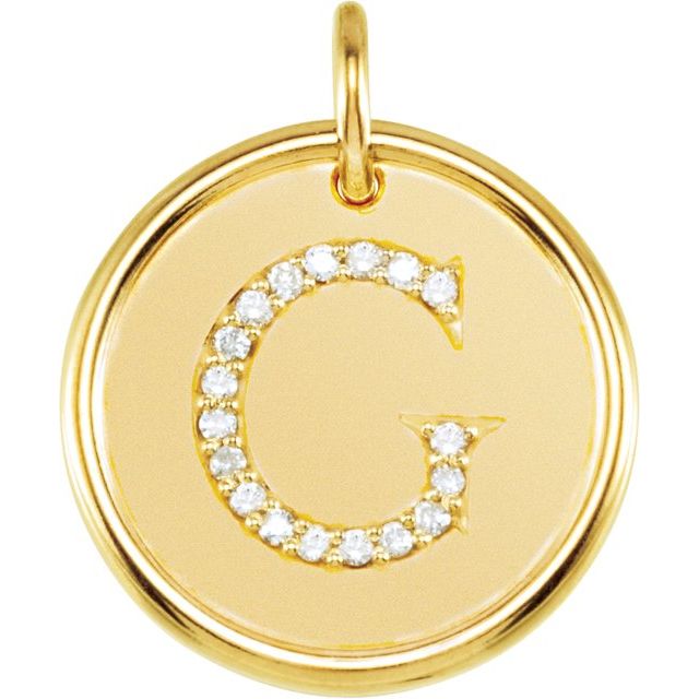 18K Yellow Vermeil 1/10 CTW Natural Diamond Posh Mommy? Initial G Pendant