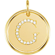 18K Yellow Vermeil 1/10 CTW Natural Diamond Posh Mommy? Initial G Pendant