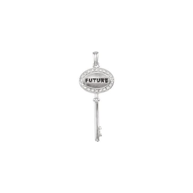 Sterling Silver 1/10 CTW Natural Diamond "Future" Key Pendant