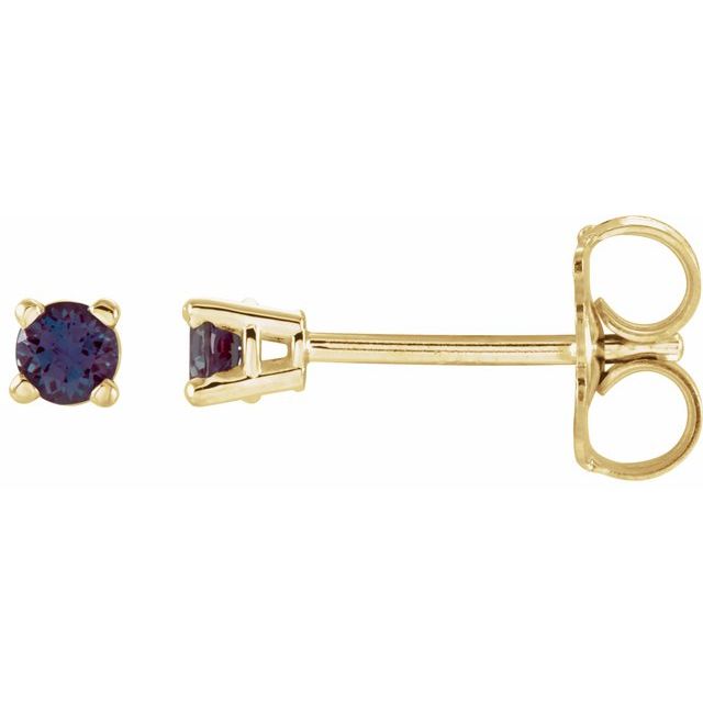 14K Yellow 2.5 mm Lab-Grown Alexandrite Stud Earrings