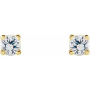 14K Yellow 2.5 mm Natural White Sapphire Stud Earrings