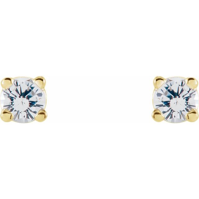 14K Yellow 2.5 mm Natural White Sapphire Stud Earrings