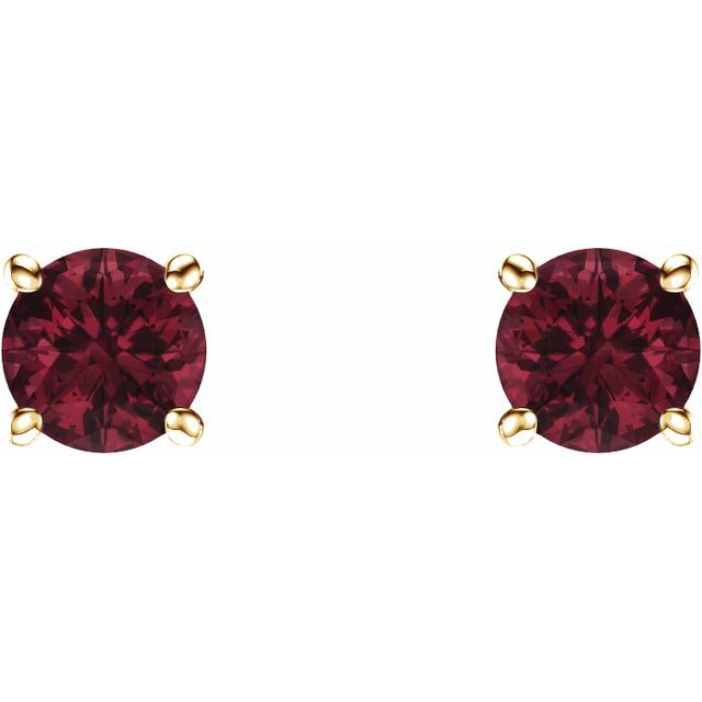 14K Yellow 5 mm Natural Mozambique Garnet Stud Earrings