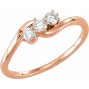 14K Rose 1/2 CTW Natural Diamond Three-Stone Ring