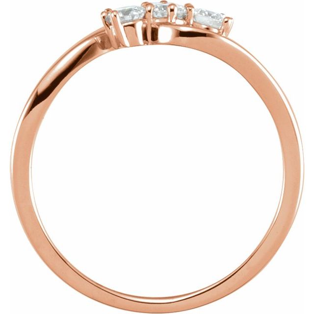 14K Rose 1/2 CTW Natural Diamond Three-Stone Ring