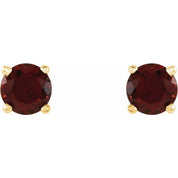 14K Yellow 4 mm Natural Mozambique Garnet Stud Earrings