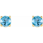 14K Yellow 4 mm Natural Sky Blue Topaz Stud Earrings