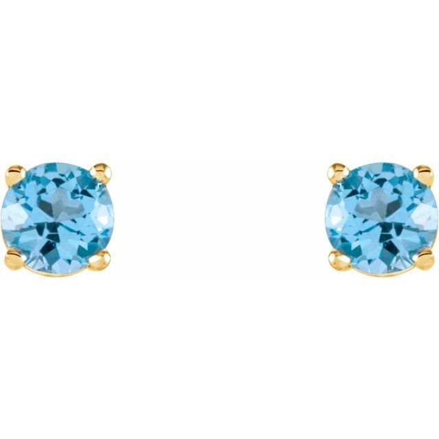 14K Yellow 4 mm Natural Sky Blue Topaz Stud Earrings