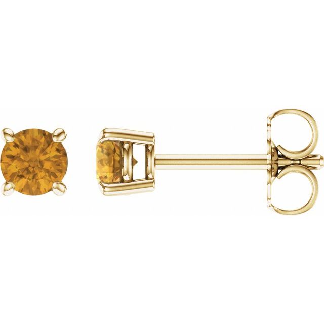 14K Yellow 4 mm Natural Citrine Stud Earrings